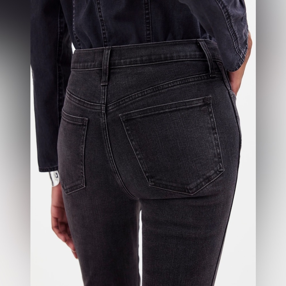 Madewell stove pipe mid rise raw hem black wash size 27  jeans‎ modern stretch - Picture 2 of 2